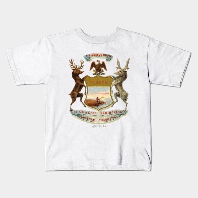 1876 Michigan Coat of Arms Kids T-Shirt by historicimage